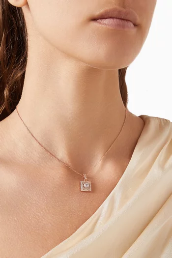 Square Stone Pendant Necklace in Rose-gold plated Sterling Silver