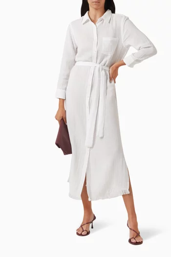 Margot Belted Maxi Dress in Cotton