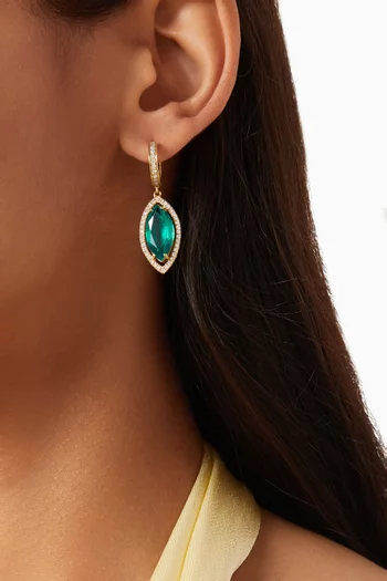 Marquise-cut Emerald & Diamond Earrings in 18kt Gold