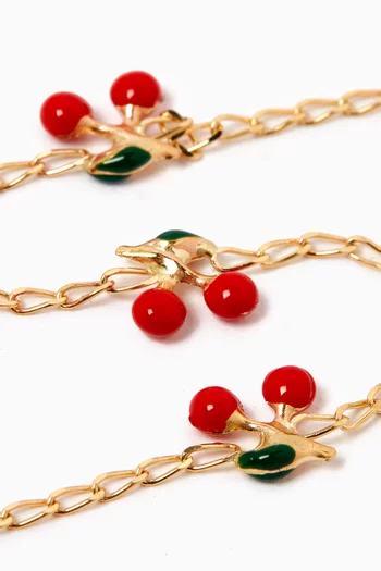 Cherry Enamel Charm Bracelet in 18kt Gold