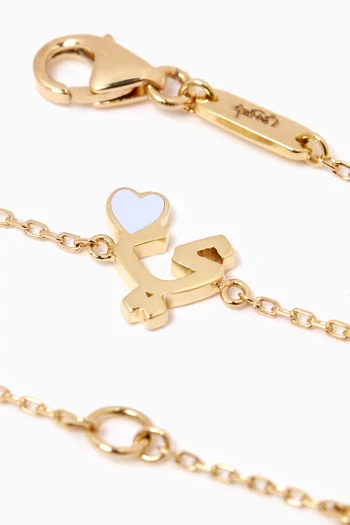 Arabic Letter 'Yaa' Heart Charm Bracelet in 18kt Yellow Gold