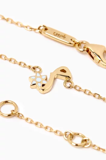 Arabic Letter 'Meem' Flower Charm Bracelet in 18kt Yellow Gold