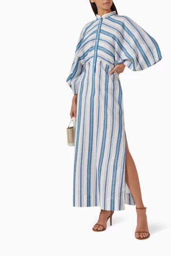 Arezzo Striped Maxi Dress in Linen-cotton