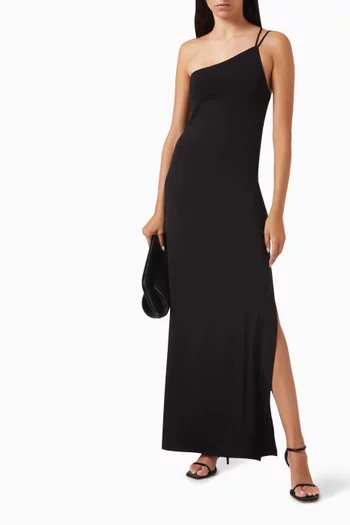 One-shoulder Maxi Dress in Viscose-jersey