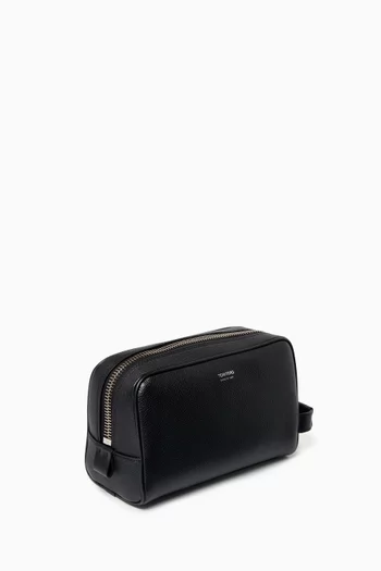 Logo-embossed Wash Bag in Leather