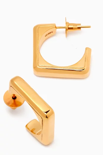 Mini Box Hoop Earrings in 22kt Gold-plated Bronze