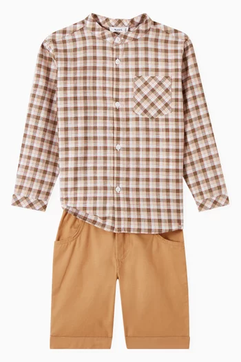 Checked Long-sleeve Shirt in Cotton