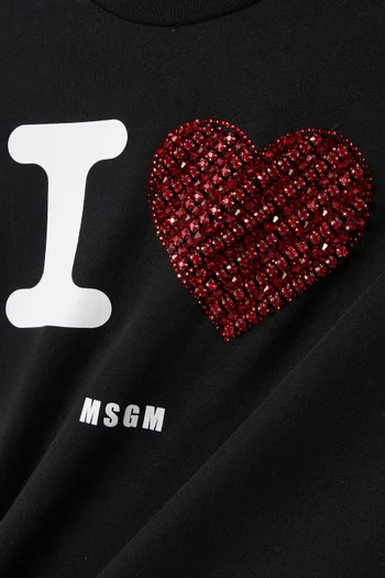 I Love MSGM Logo T-shirt in Cotton