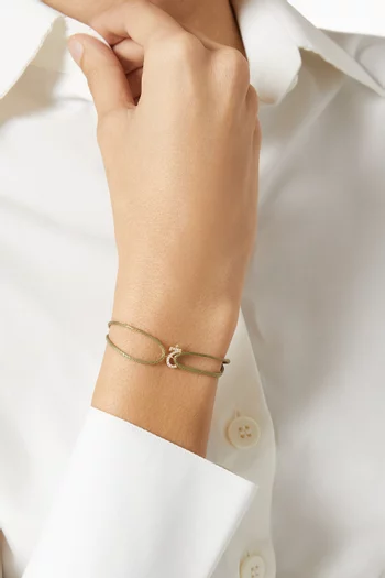 Diamond Arabic Initial Letter Thread Bracelet in 18kt Gold