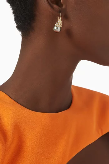 Zoja Mirandole Pearl Diamond Earrings in 18kt Yellow Gold