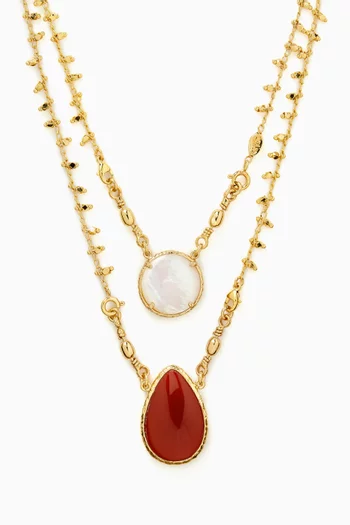 Scapulaire Serti Necklace in Gold-plated Metal