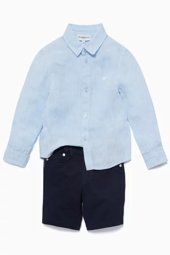 Light-Blue Linen Long-Sleeve Shirt