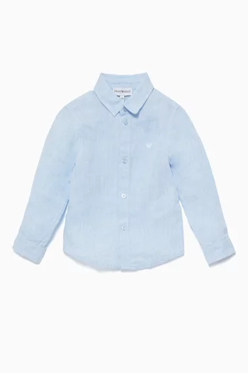 Light-Blue Linen Long-Sleeve Shirt