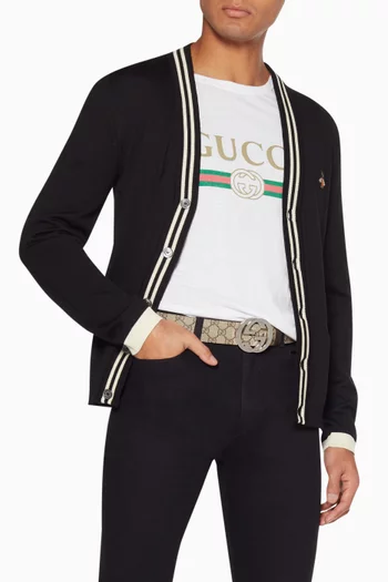 Beige & Ebony GG Supreme Belt 