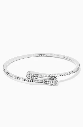 Cleo Diamond Slim Slip-on Bracelet in 18kt White Gold         