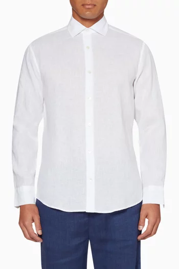 White Regular-Fit Linen Shirt  