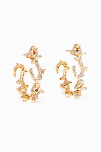 Hob/ Love Baguette Diamond Hoop Earrings in 18kt Yellow Gold   