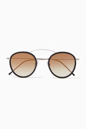 Silver & Brown Met-Ro2 Sunglasses