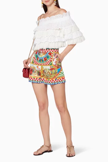 Carreto Print Cotton Shorts 