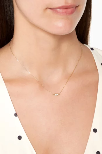 Yellow Gold & White Enamel Eye Necklace