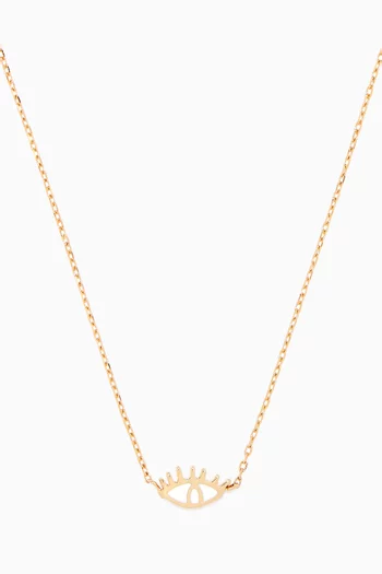 Yellow Gold & White Enamel Eye Necklace