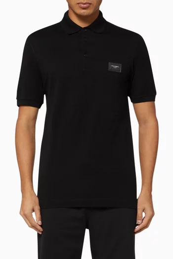 Logo Plaque Cotton Piqué Polo Shirt