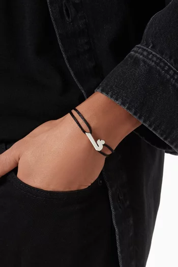 Arabic Kha Letter Silver & Fabric Bracelet