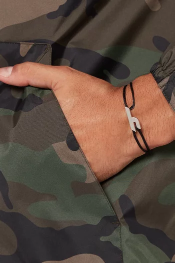 Arabic Ein Letter Silver & Fabric Bracelet