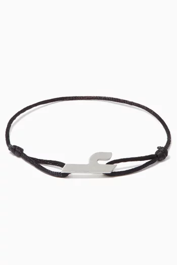Arabic Ein Letter Silver & Fabric Bracelet