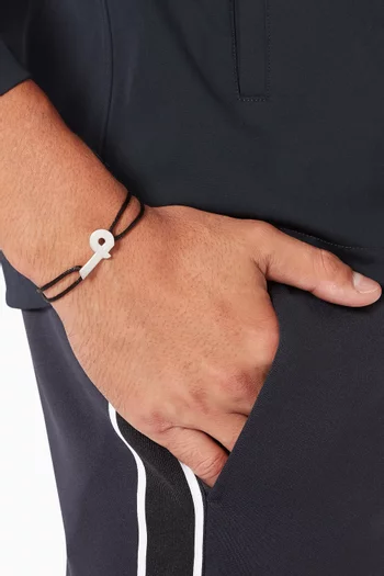 Arabic M Letter Silver & Fabric Bracelet
