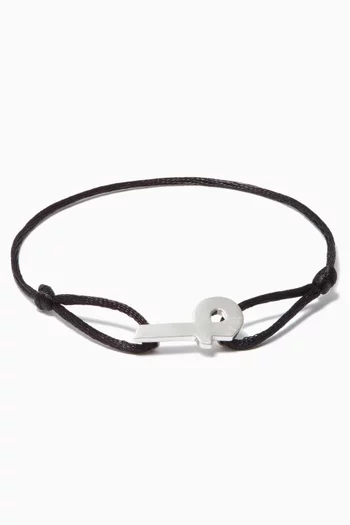 Arabic M Letter Silver & Fabric Bracelet