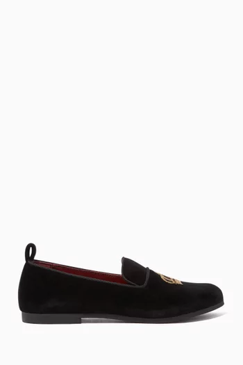 Crown Detail Velvet Loafer