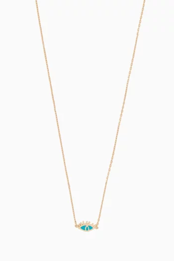 Eye Turquoise  Enamel Gold Necklace