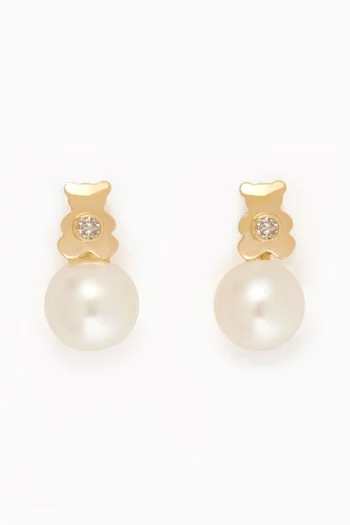 Bear Pearl Diamond Earrings