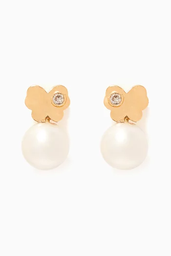 Butterfly Pearl Diamond Earrings        