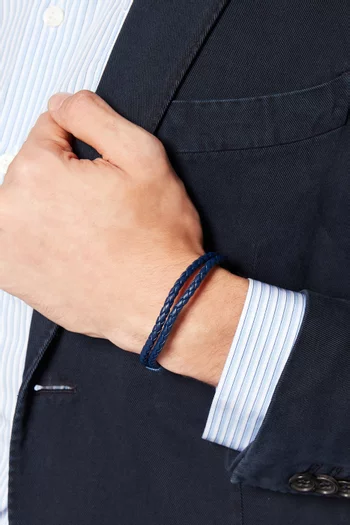 Elio 2-Line Woven Leather Bracelet