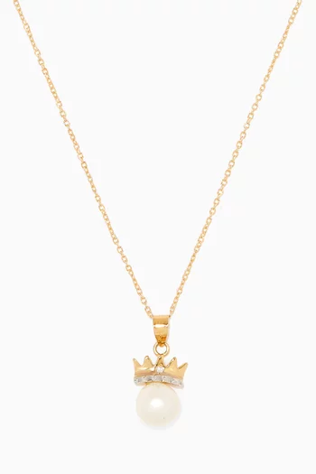 My Princess Pearl Diamond Pendant Necklace in 18kt Yellow Gold       