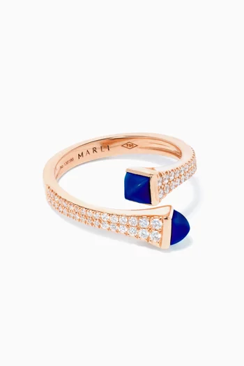 Cleo Diamond Wrap Ring with Lapis Lazuli in 18kt Rose Gold         