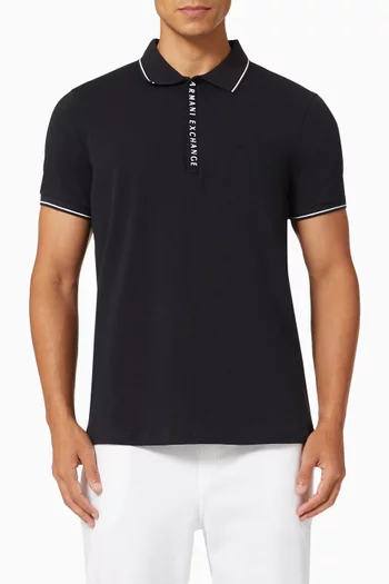 AX Logo Cotton-blend Polo Shirt