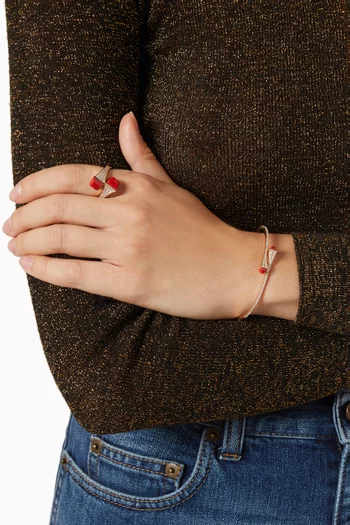 Cleo Diamond & Red Coral Slip-on Bracelet in 18kt Rose Gold