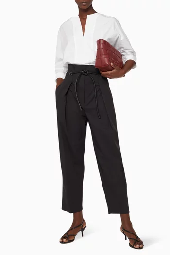 Origami-Pleated Cotton Pants   