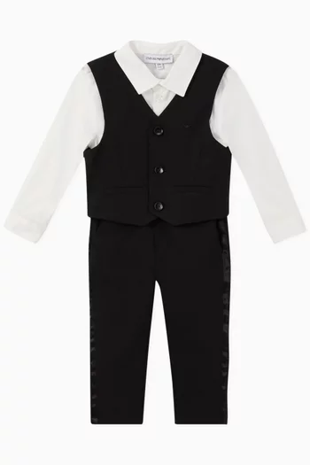 Shirt, Waistcoat & Trousers Tuxedo Set 
