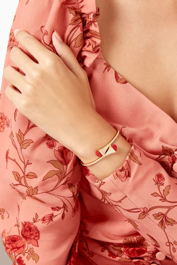 Cleo Statement Red Coral & Diamond Bangle in 18kt Yellow Gold