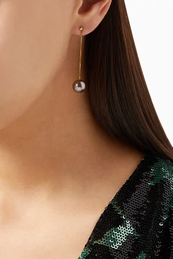 Links of Love Hanging Pearl Earrings in 18kt Yellow Gold