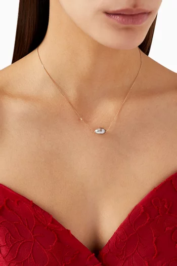 Links of Love My First Pearl Diamond Necklace in 18kt Rose Gold