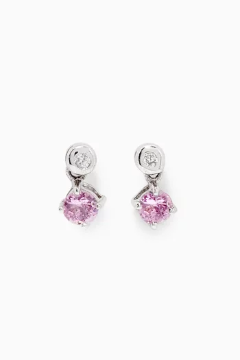 Round Sapphire Diamond Earrings in 18kt White Gold