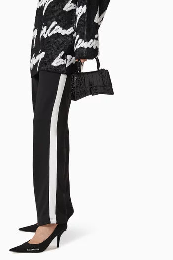 Hourglass XS Top Handle Bag in Shiny Crocodile Embossed Calfskin     