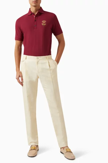 Lurex-embroidered Polo Shirt in Cotton-piqué