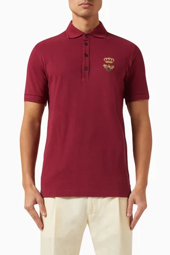 Lurex-embroidered Polo Shirt in Cotton-piqué