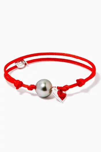 Wan Design Pearl Diamond Charm Bracelet in 18kt White Gold